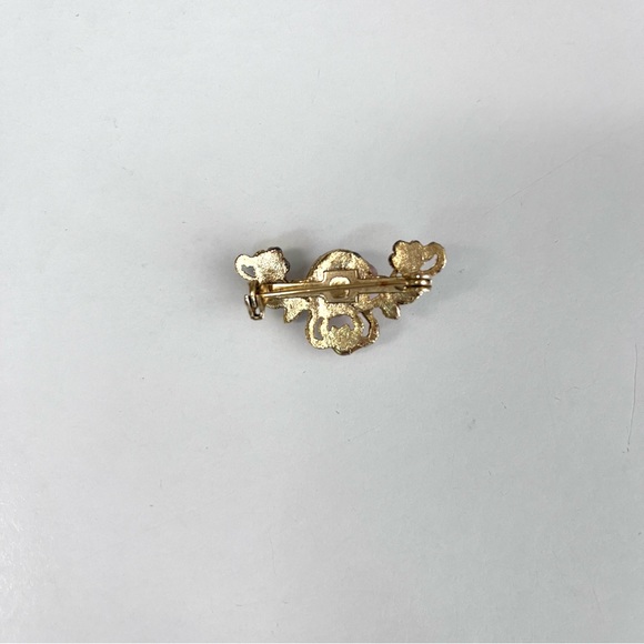 Pink  Rose and Gold Pin Vintage - Picture 2 of 3